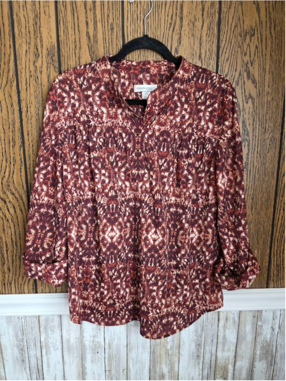 Women's Christopher & Banks Blouse Petite XL Rust Beige